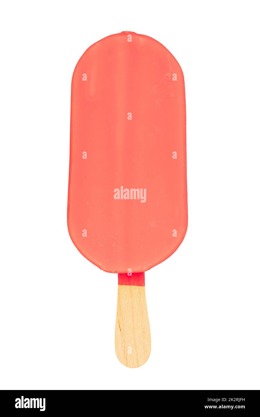 Red ice cream bar with strawberry taste Stock Photo