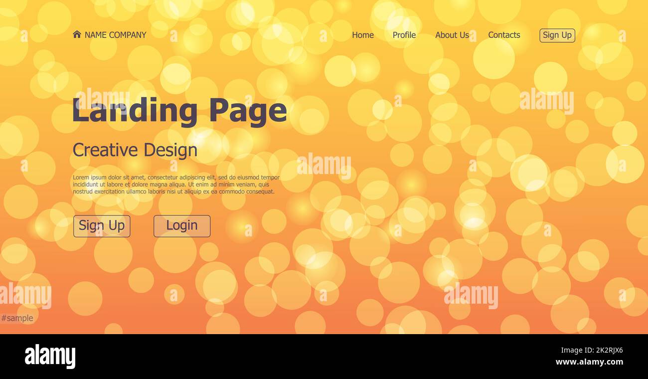 Landing page one page creative bokeh website web page design vector