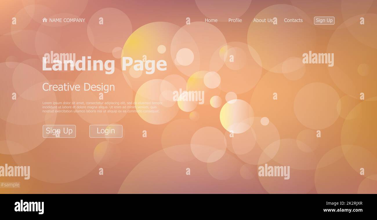 Landing page one page creative bokeh website web page design - Vector Stock Photo