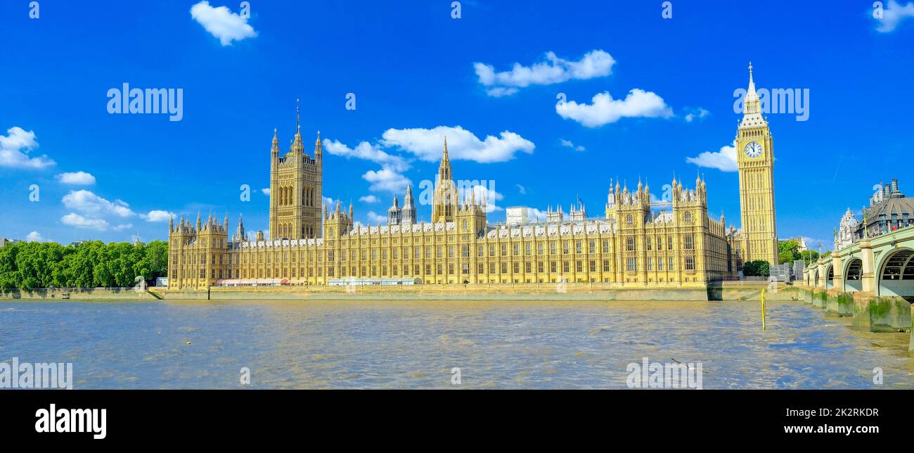 A panoramic view of London landmarks the Big Ben and the Westminster ...