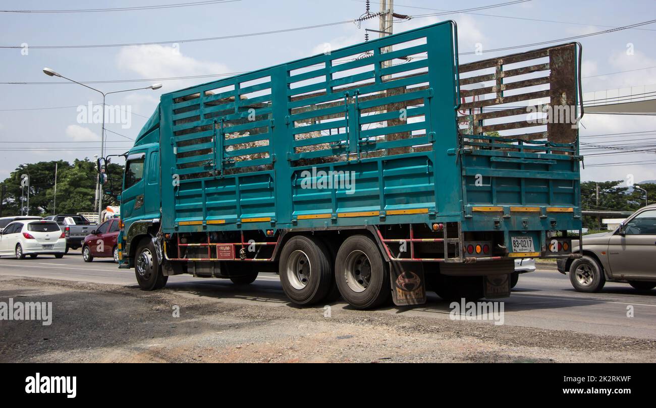 Chiangmai, Thailand -  June  13 2022: Private Hino  Cargo Truck. Photo at road no.1001 about 8 km from downtown Chiangmai, thailand. Stock Photo
