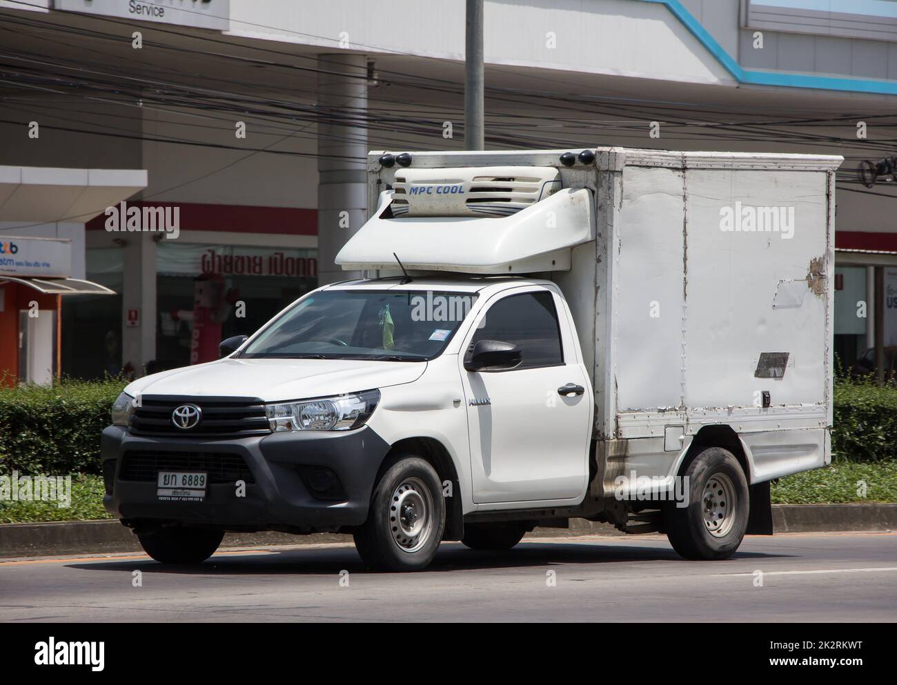 Chiangmai, Thailand -  June  13 2022:  Private Pickup Truck Car New Toyota Hilux Revo  Rocco. On road no.1001, 8 km from Chiangmai city. Stock Photo