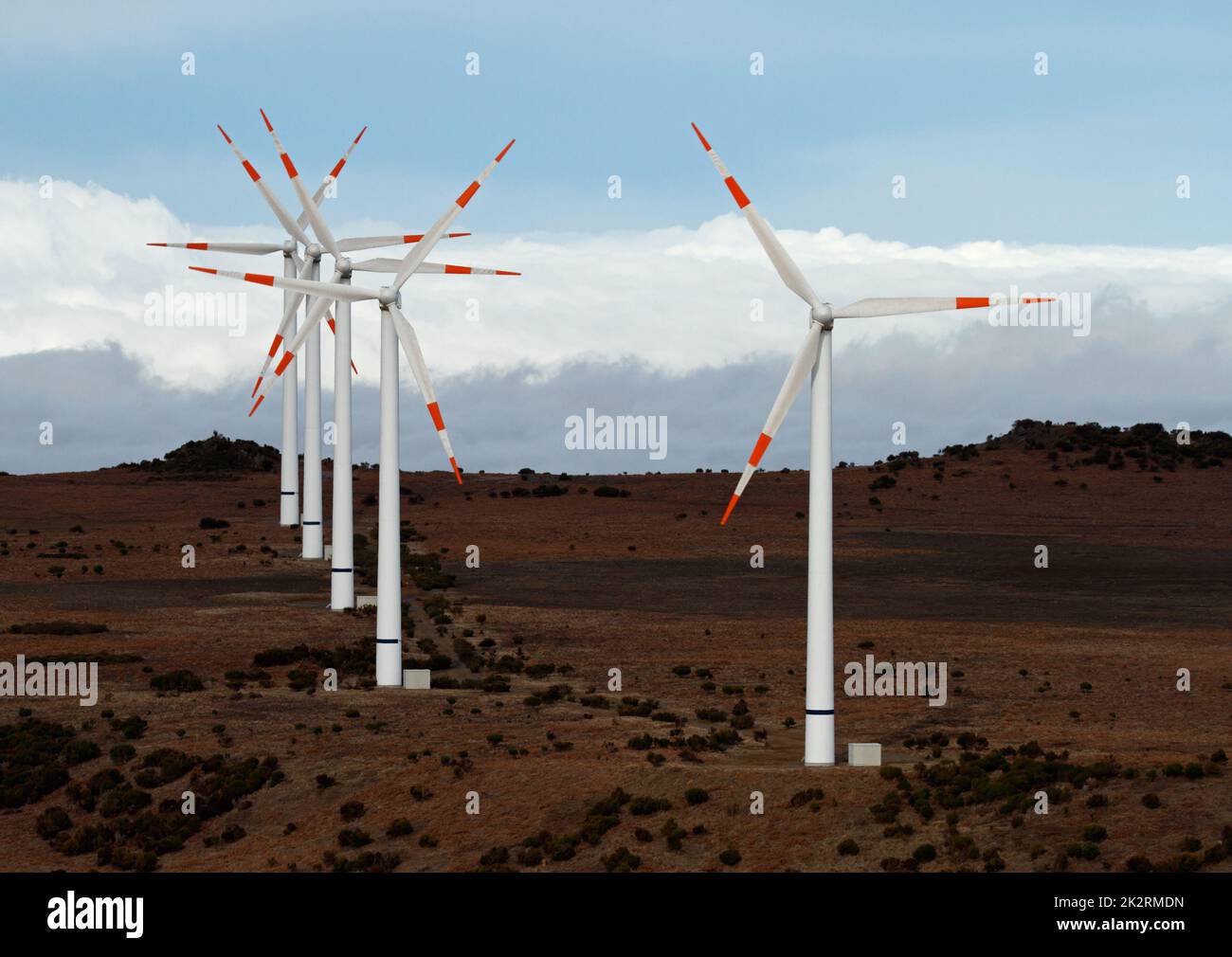 Wind Turbines on Alternative Energy Wind Farm Stock Photo