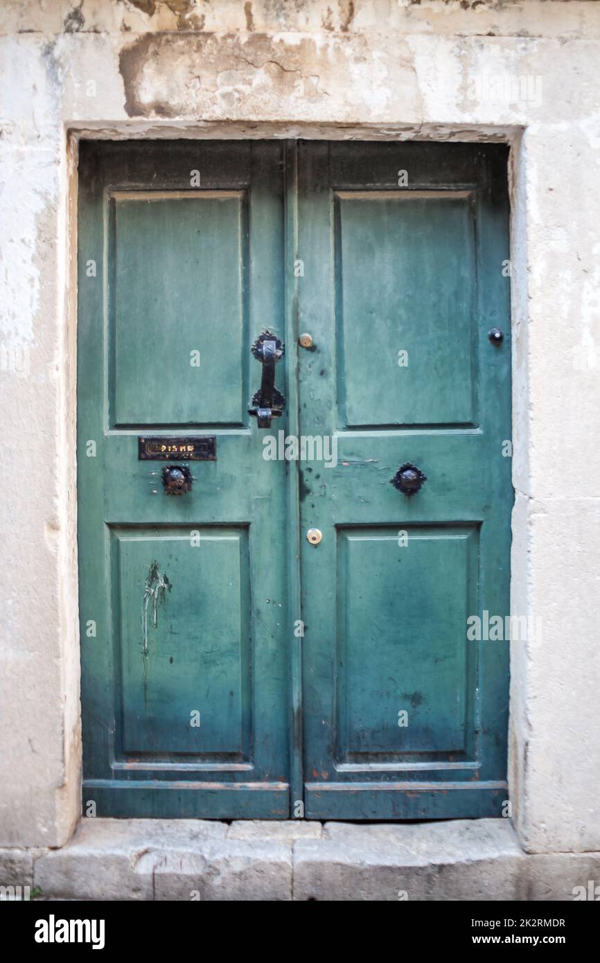 Dubrovnik old Wooden Exterior Door Stock Photo