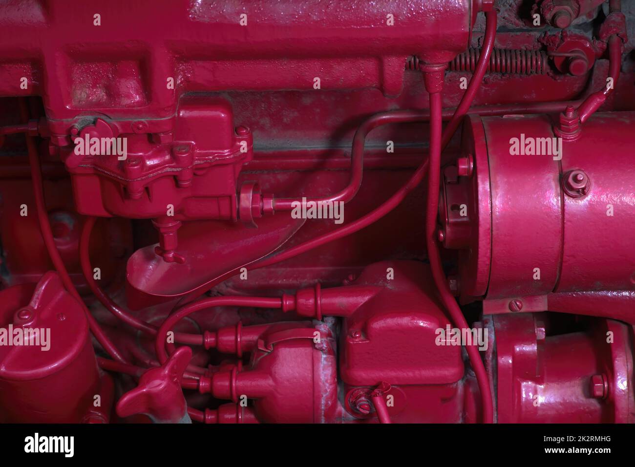 red painted engine old machine parts industrial background antique