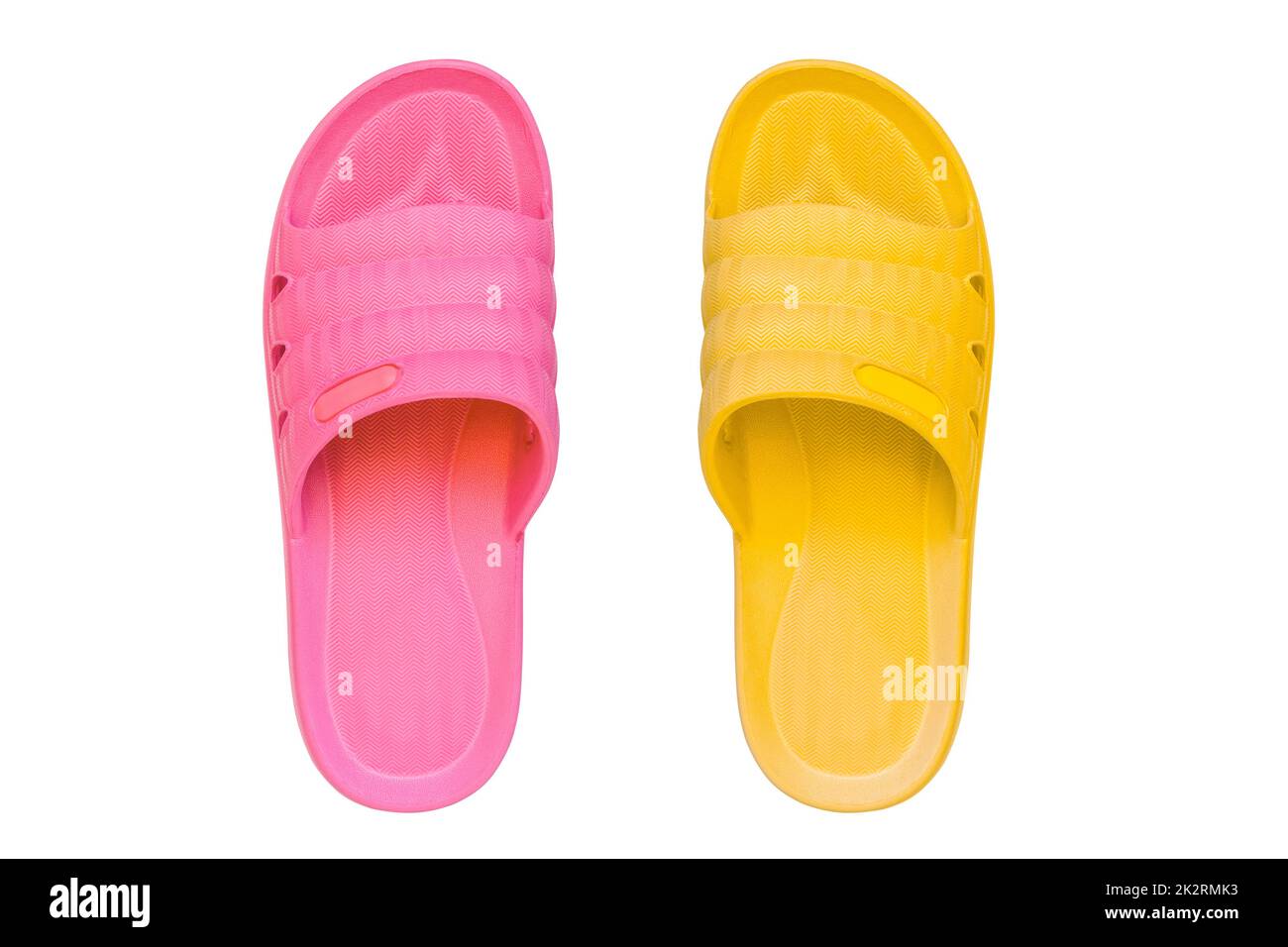 Pink and yellow flip flop Stock Photo