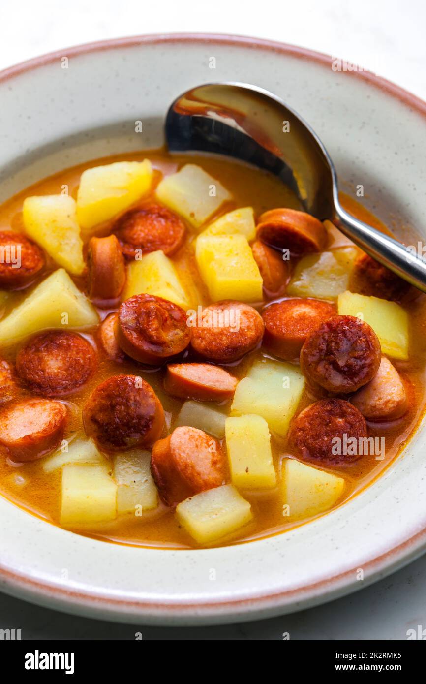 sausage goulash soup with potatoes Stock Photo