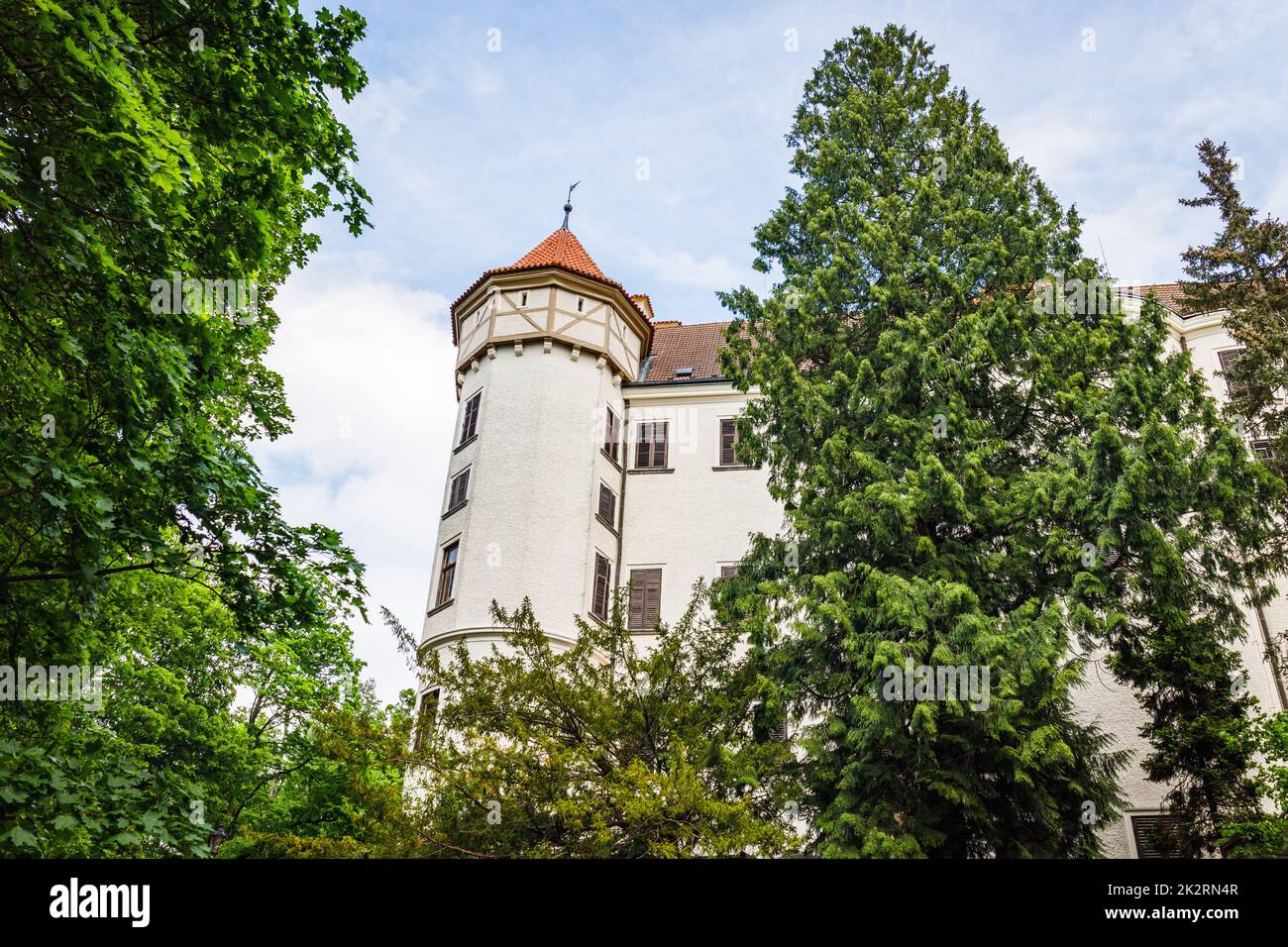 Medieval Konopiste castle - the residence of Habsburg imperial family surrounded by the trees Stock Photo