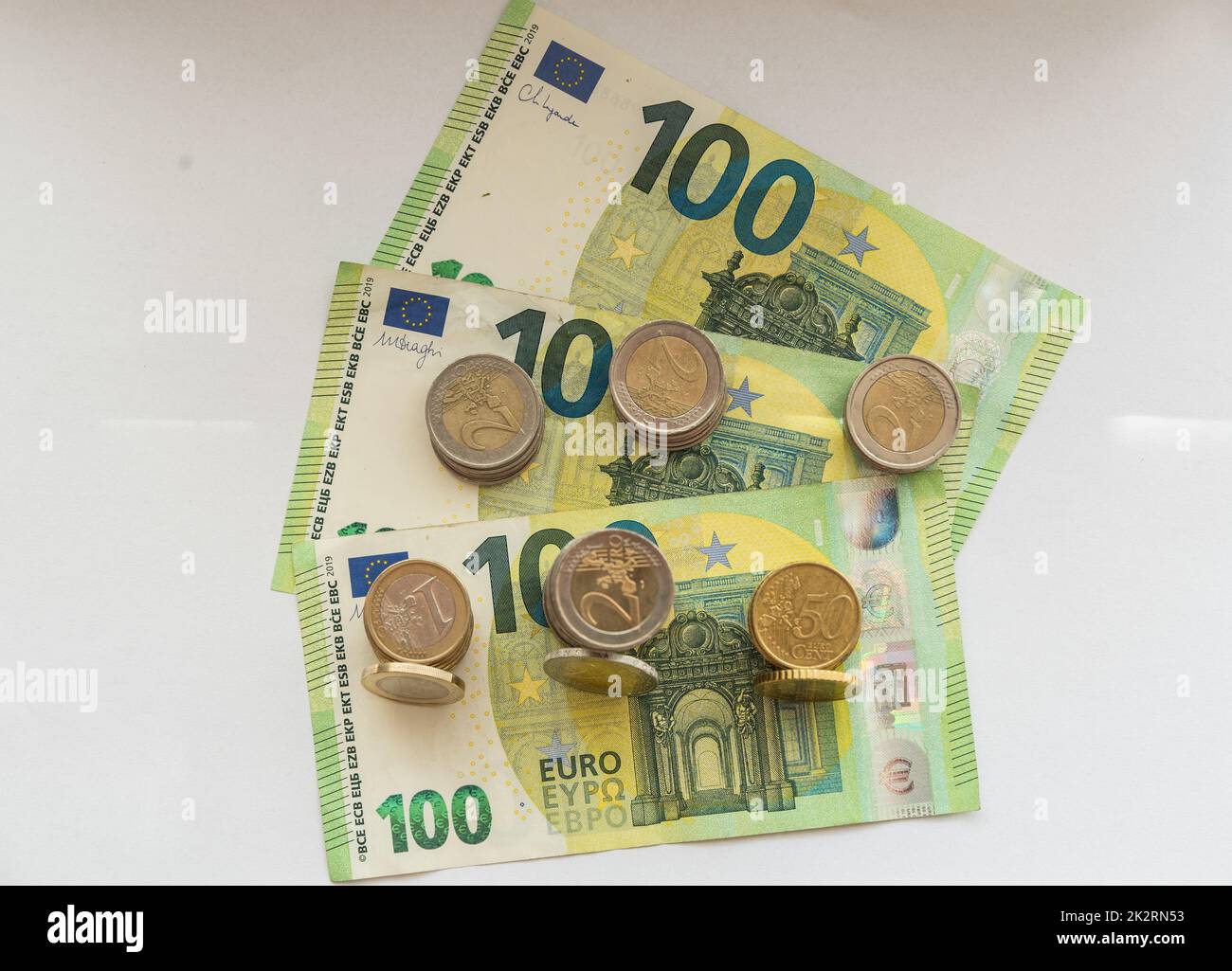 Paper money and coin - euro currency, banknotes and euro coin Stock Photo