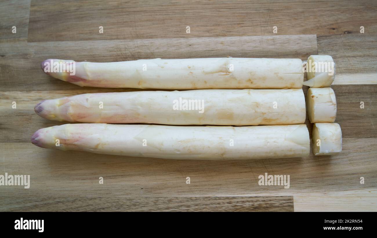 Top View, Fresh Tasty White Asparagus, Seasonal Vegetable, New Harvest,  with Piller and Knife, Ready To Cook Stock Image - Image of fresh, meal:  135858045