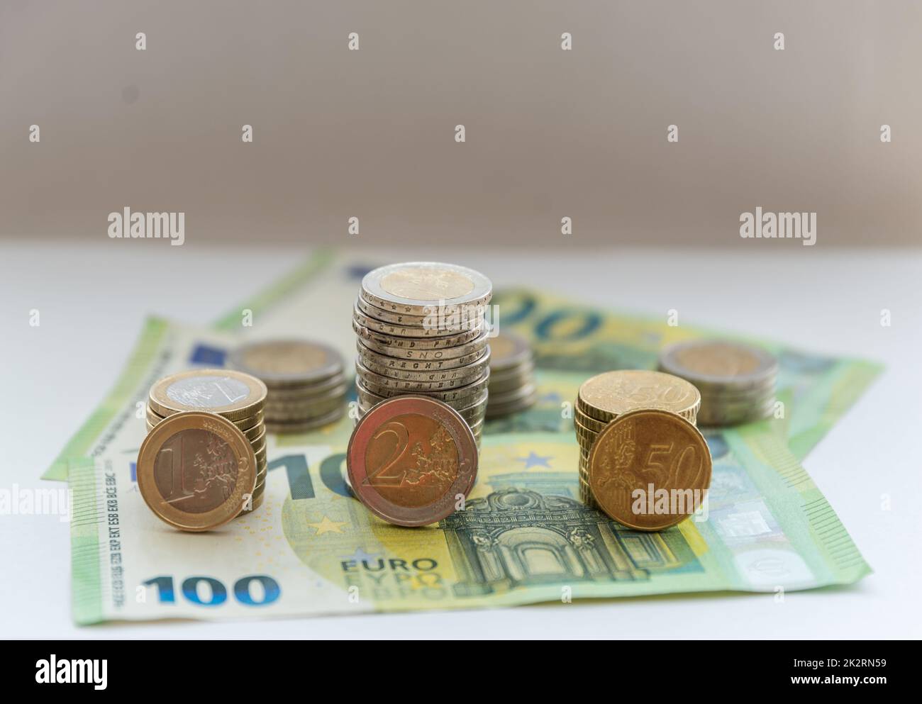 Paper money and coins - banknotes and euro coin, cash and cash payment Stock Photo
