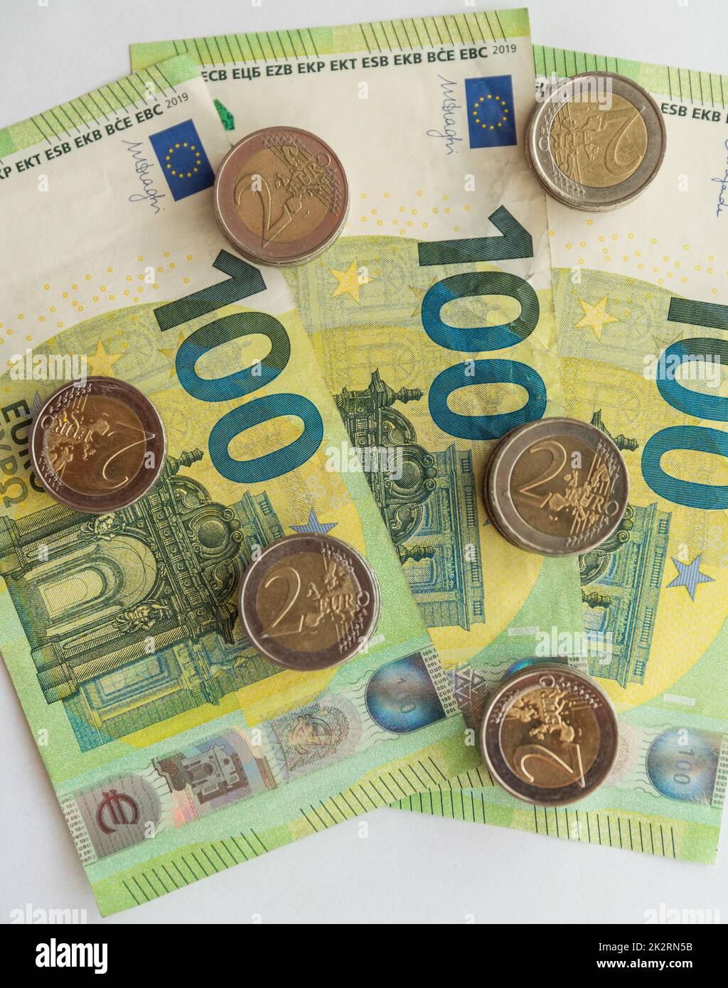Means of payment Euro - paper money and coins, cash and cash payment Stock Photo