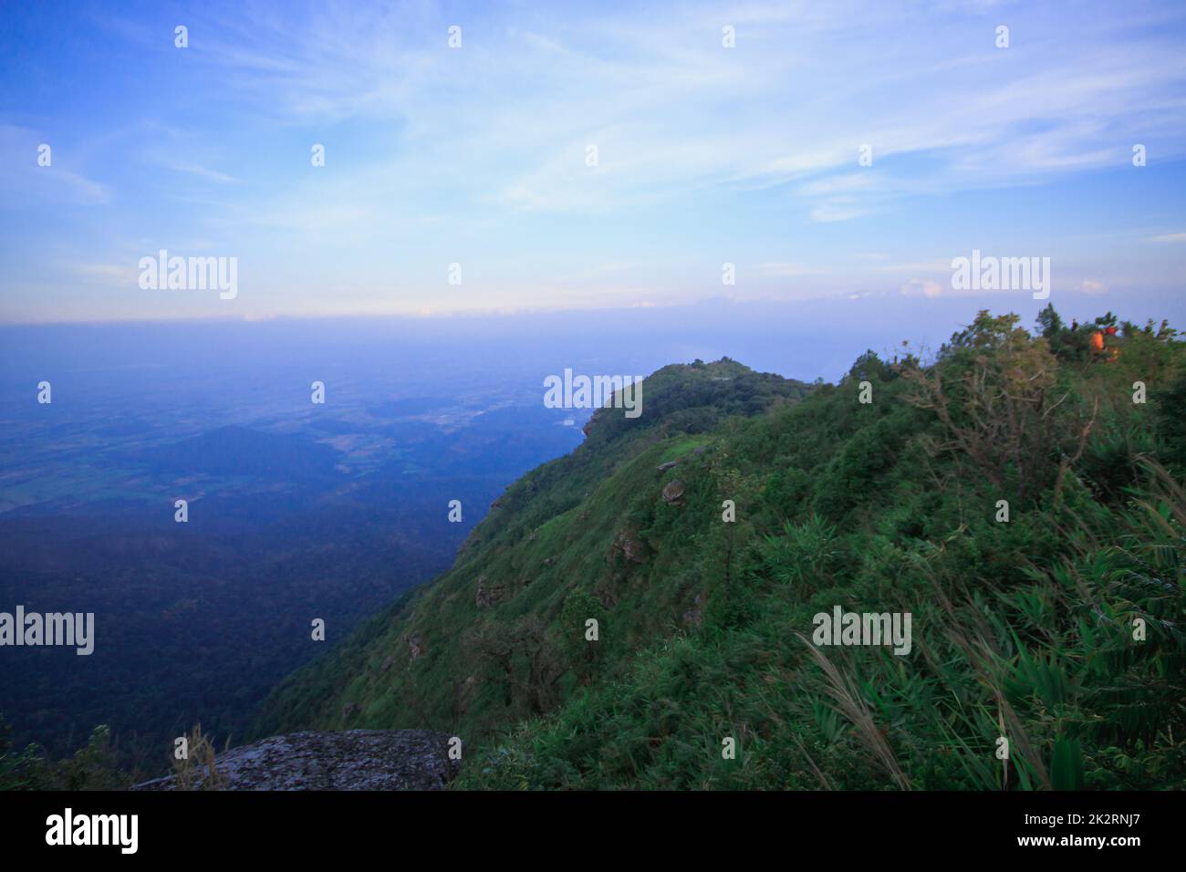 The landscape of the evening sky with the high mountains. Stock Photo