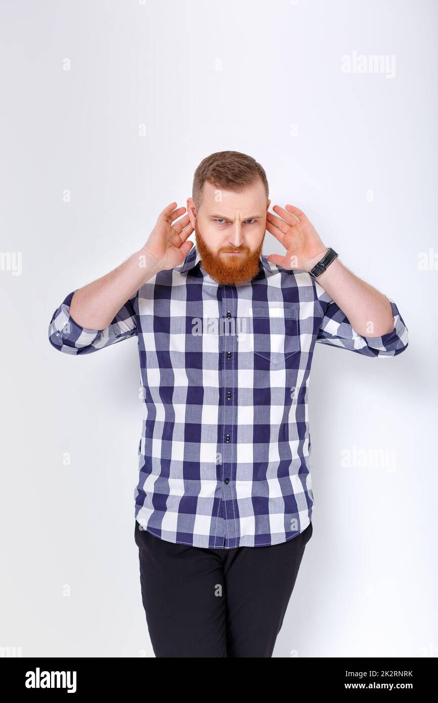Gesture silence red hair beard hi-res stock photography and images - Alamy
