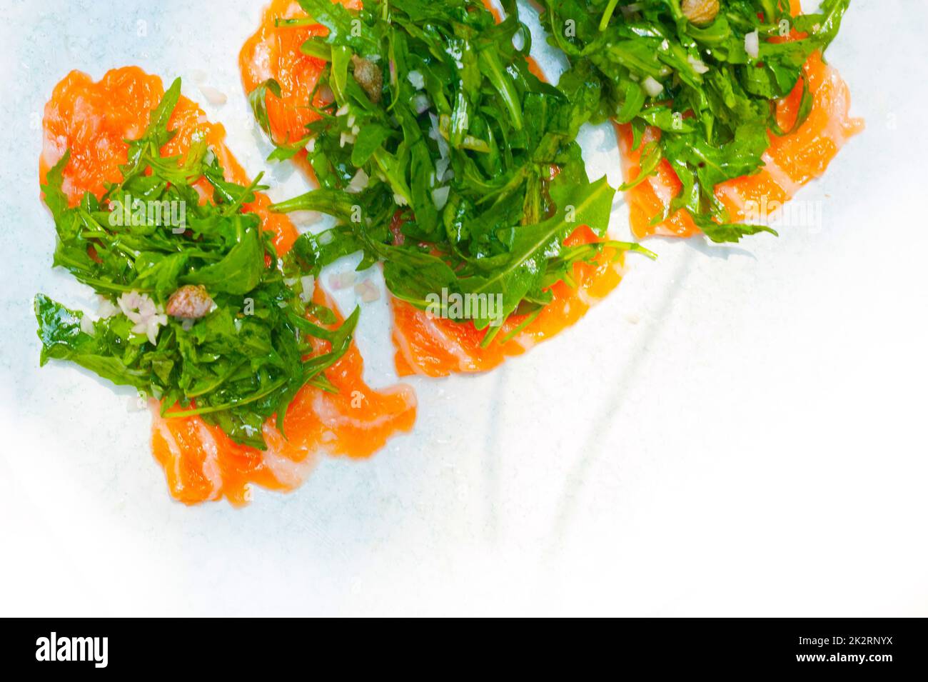 fresh salmon carpaccio Stock Photo Alamy
