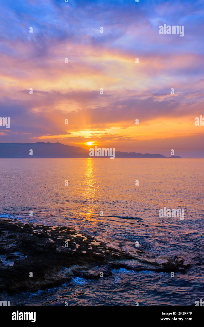 Sea sunset with dramatic sky Stock Photo