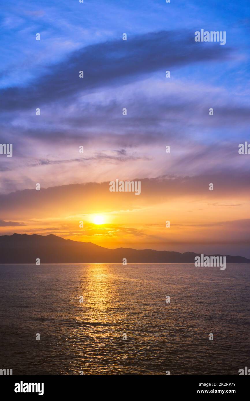 Sea sunset with dramatic sky Stock Photo