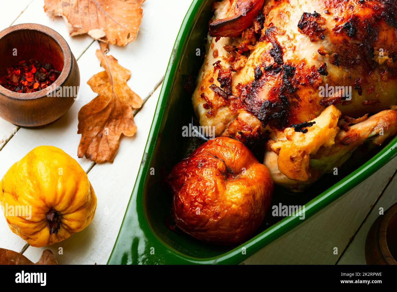 Delicious chicken with quince,close up Stock Photo Alamy