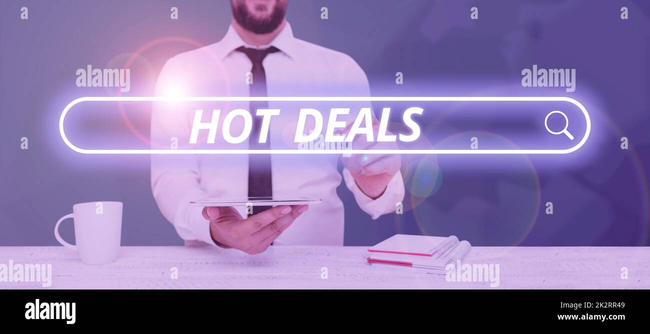 Conceptual display Hot Deals. Concept meaning An agreement through ...