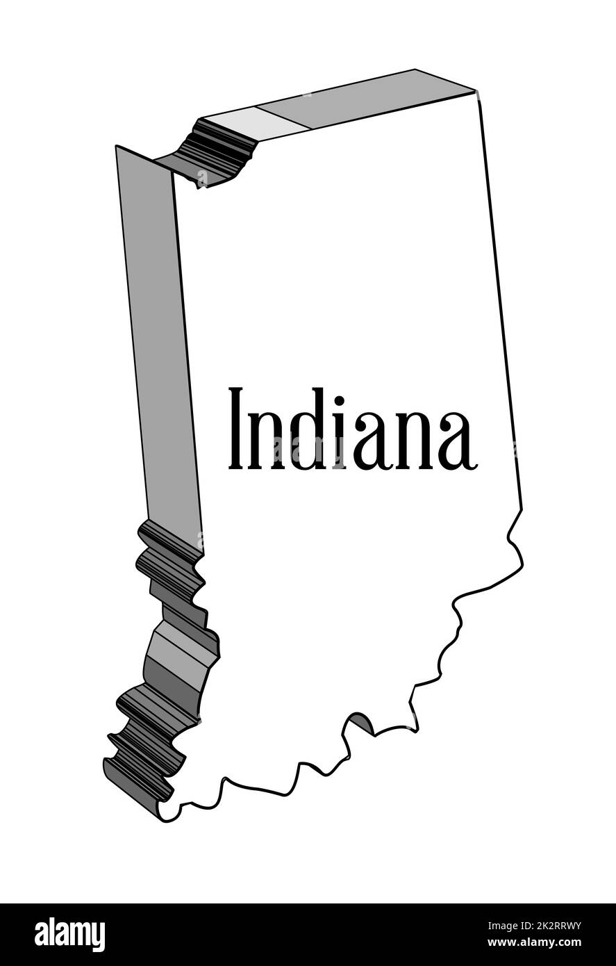 Indiana 3D Outline Map Stock Photo - Alamy