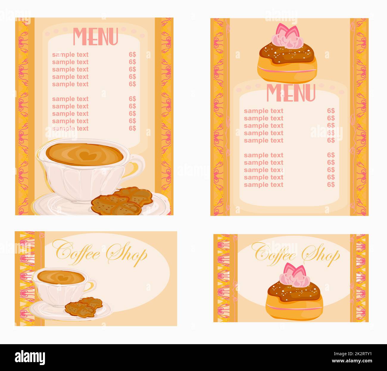 menu coffee shop and restaurant set Stock Photo