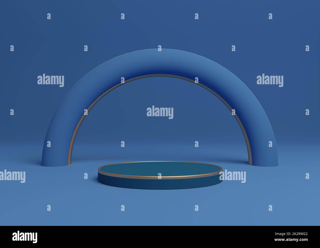 Bright, dark, pastel blue 3D rendering simple product display cylinder ...