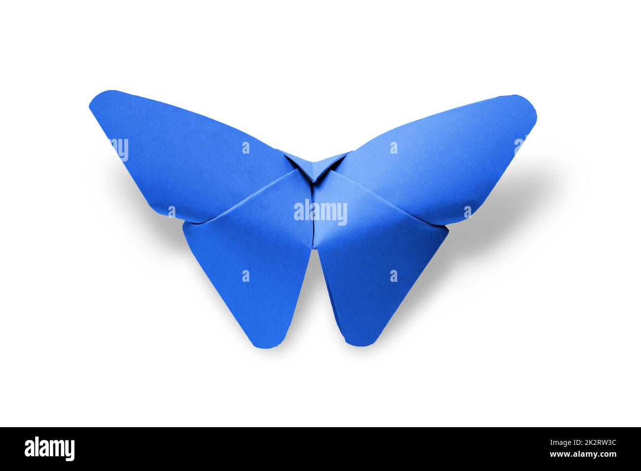 Blue paper butterfly origami isolated on a white background Stock Photo