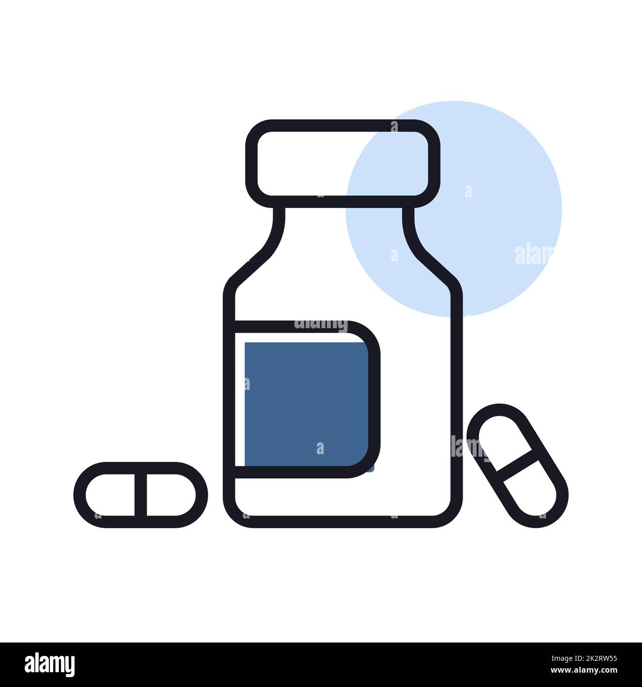 Medicine bottle and pills vector icon. Medicament Stock Photo