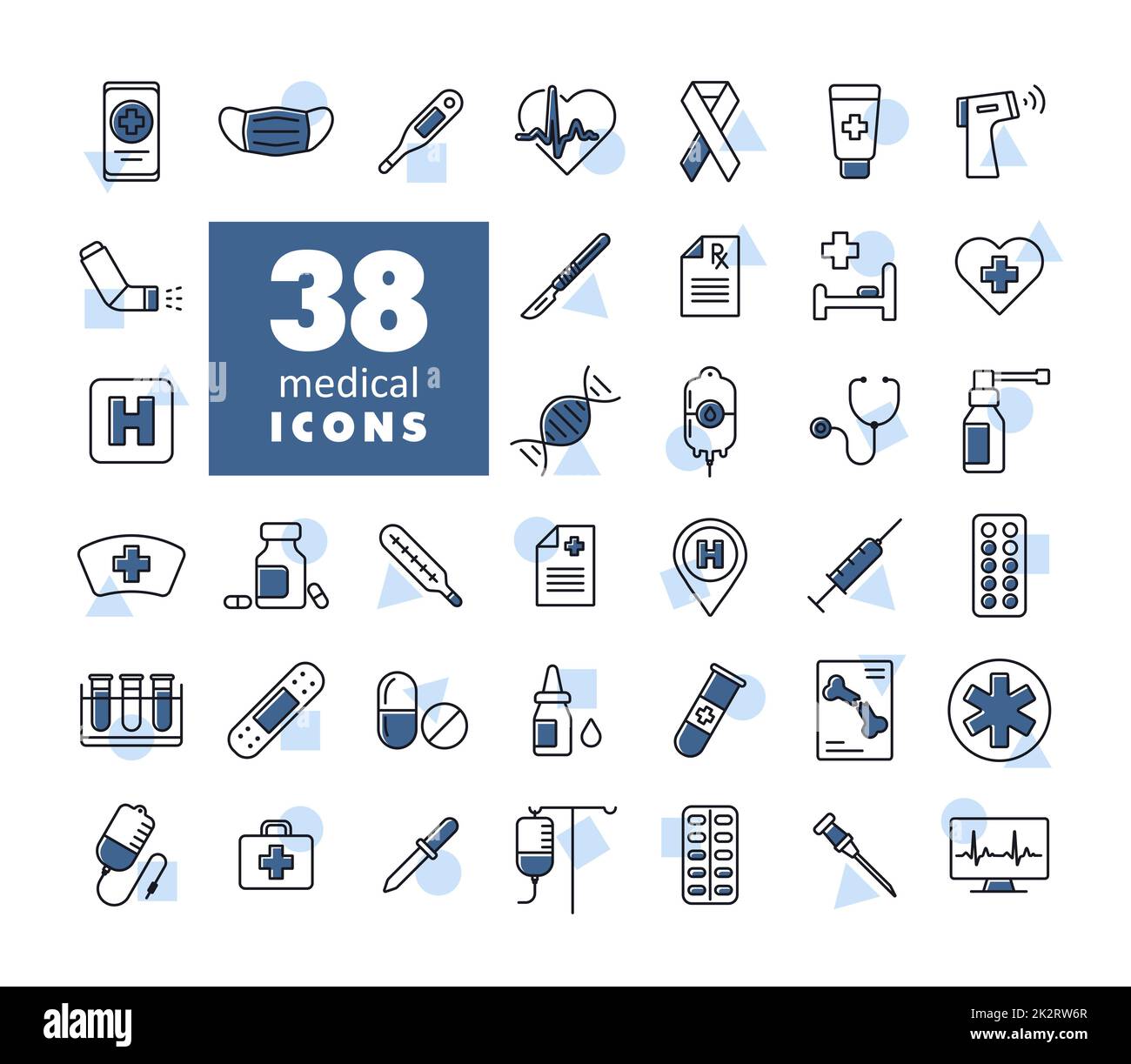 Medicine and healthcare, medical support icons set Stock Photo