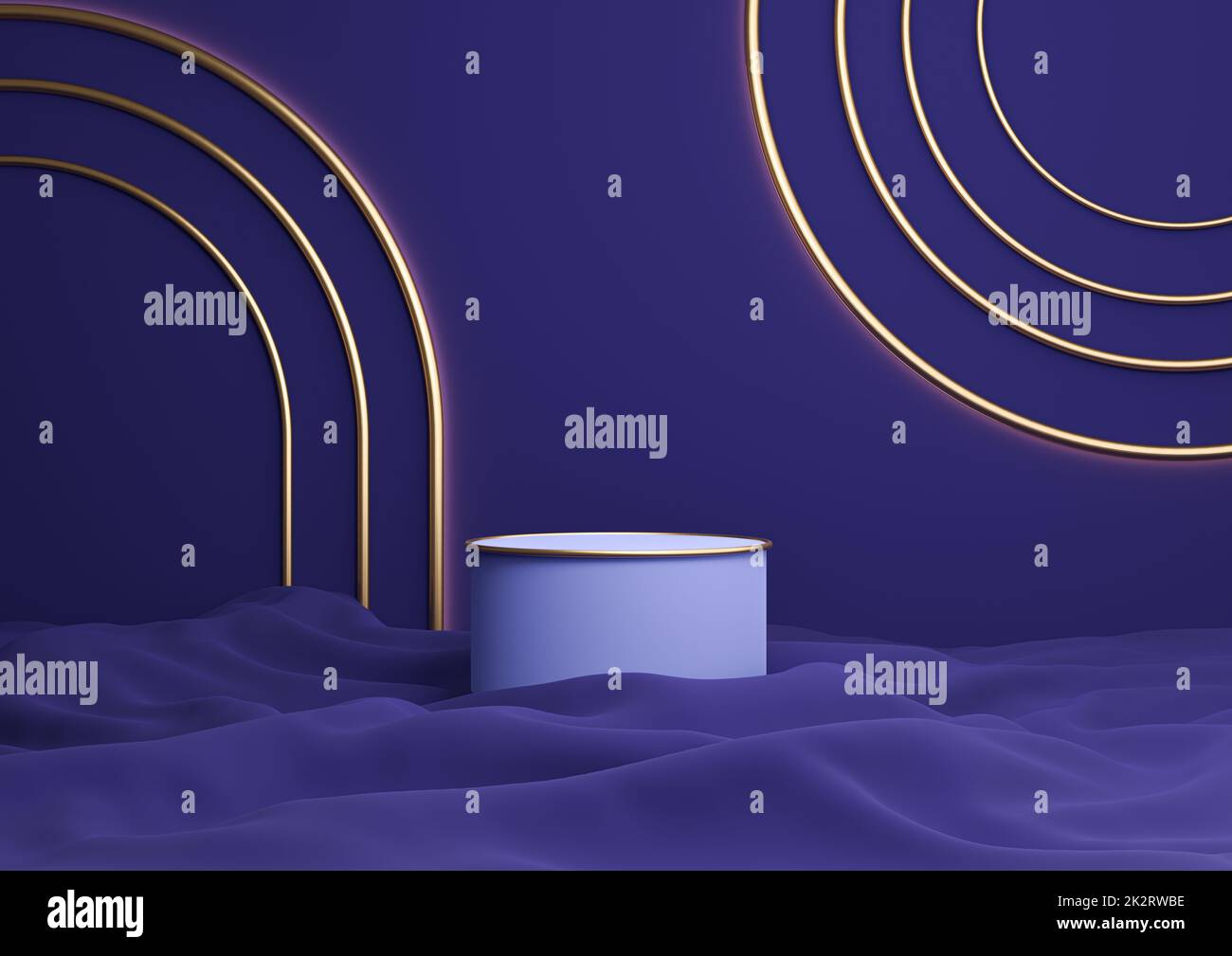 Dark blue 3D rendering luxurious product display cylinder podium or ...
