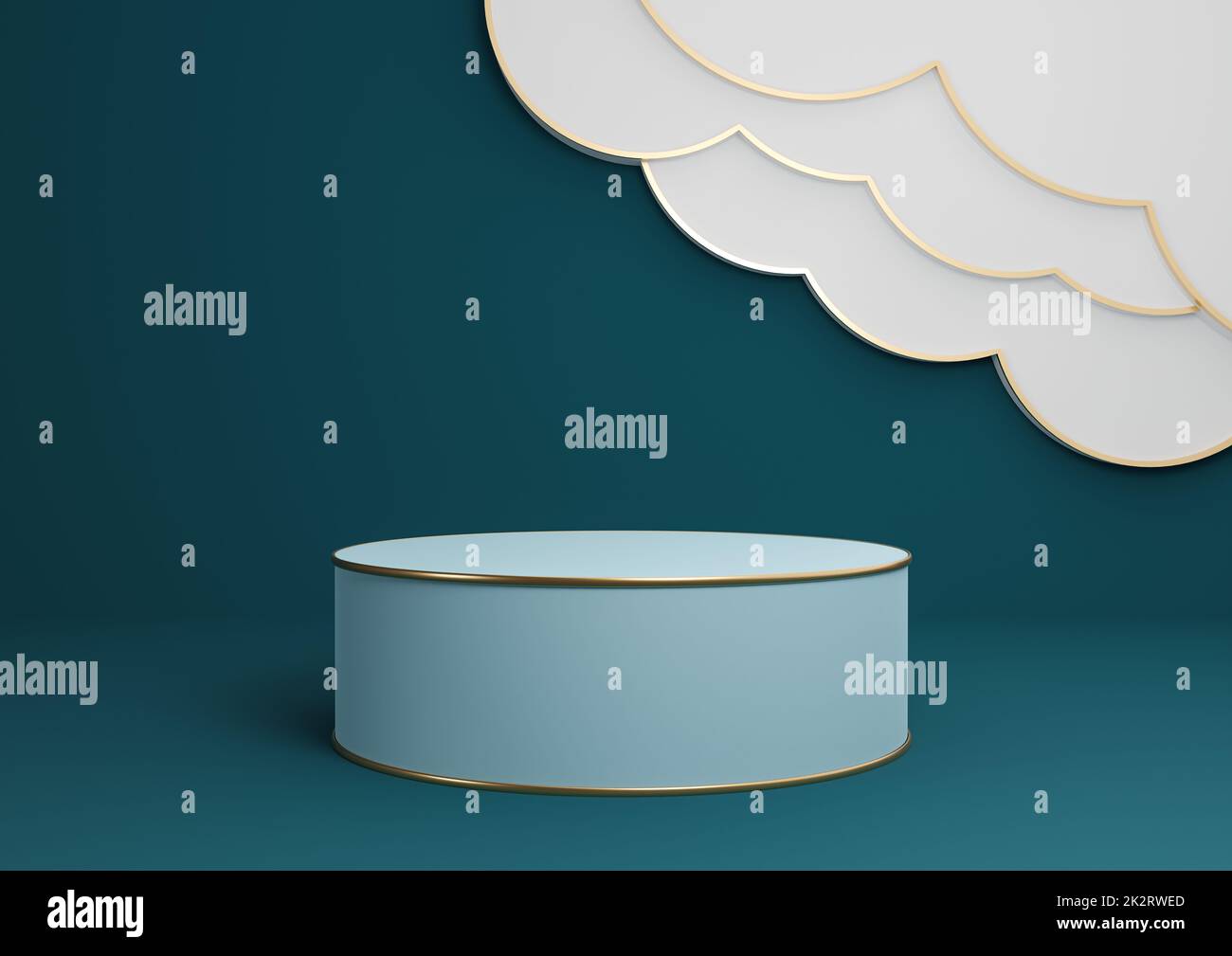 Dark teal, aqua blue 3D rendering product display podium or stand with ...