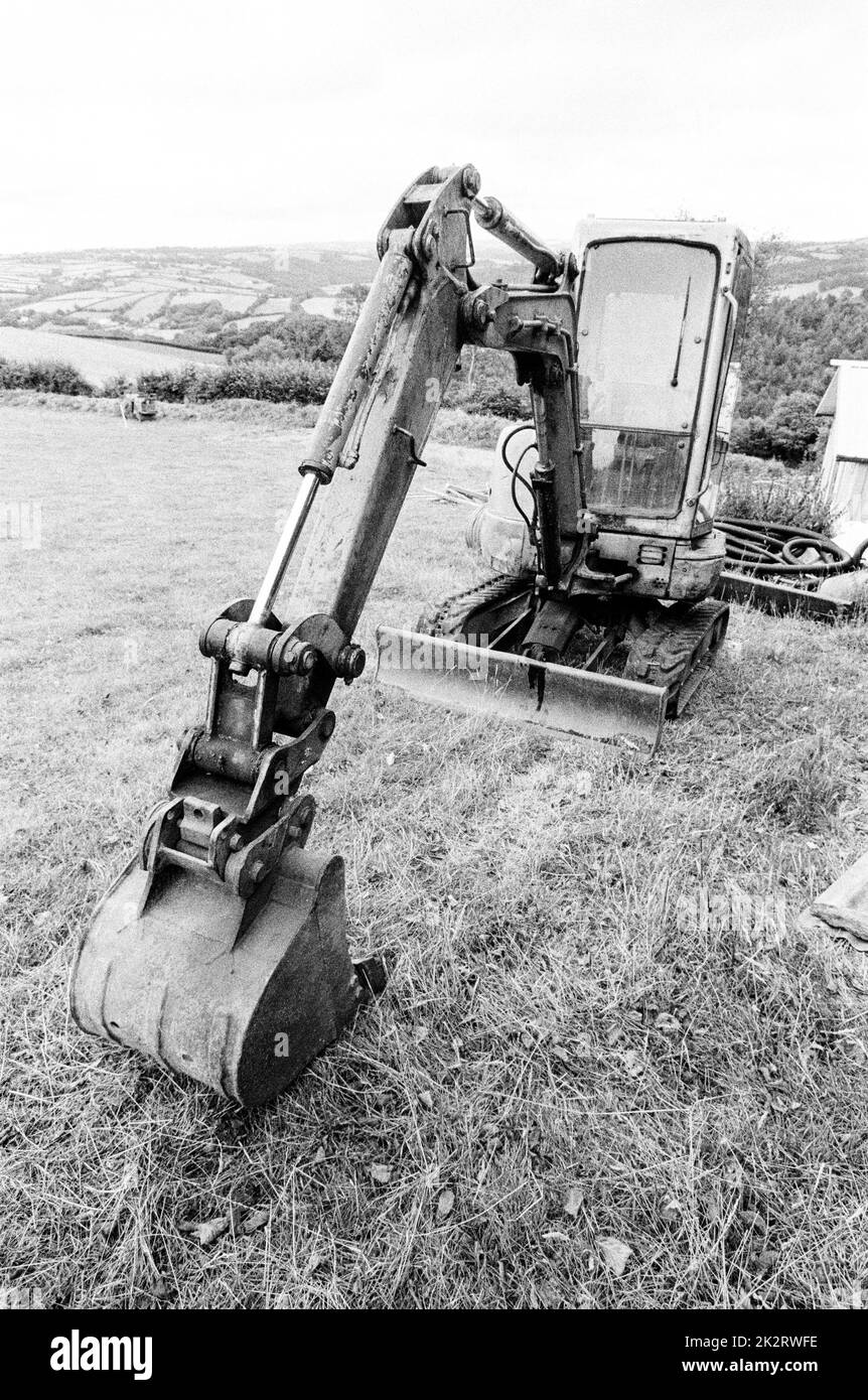 Mini digger High Bickington, North Devon, England, United Kingdom Stock