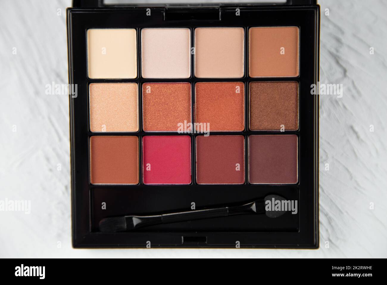Eye shadow palette in soft colors close-up Stock Photo
