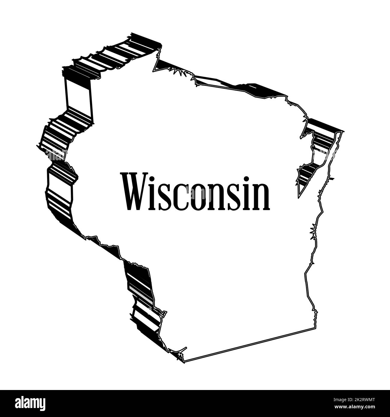 Wisconsin 3d state map stock photo alamy