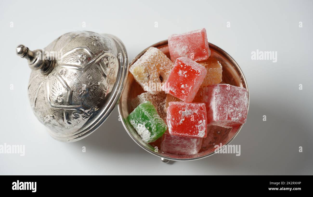 Rahat Comp Assorted Turkish delights Rahat lokum. Colorful cubes of Turkish ...