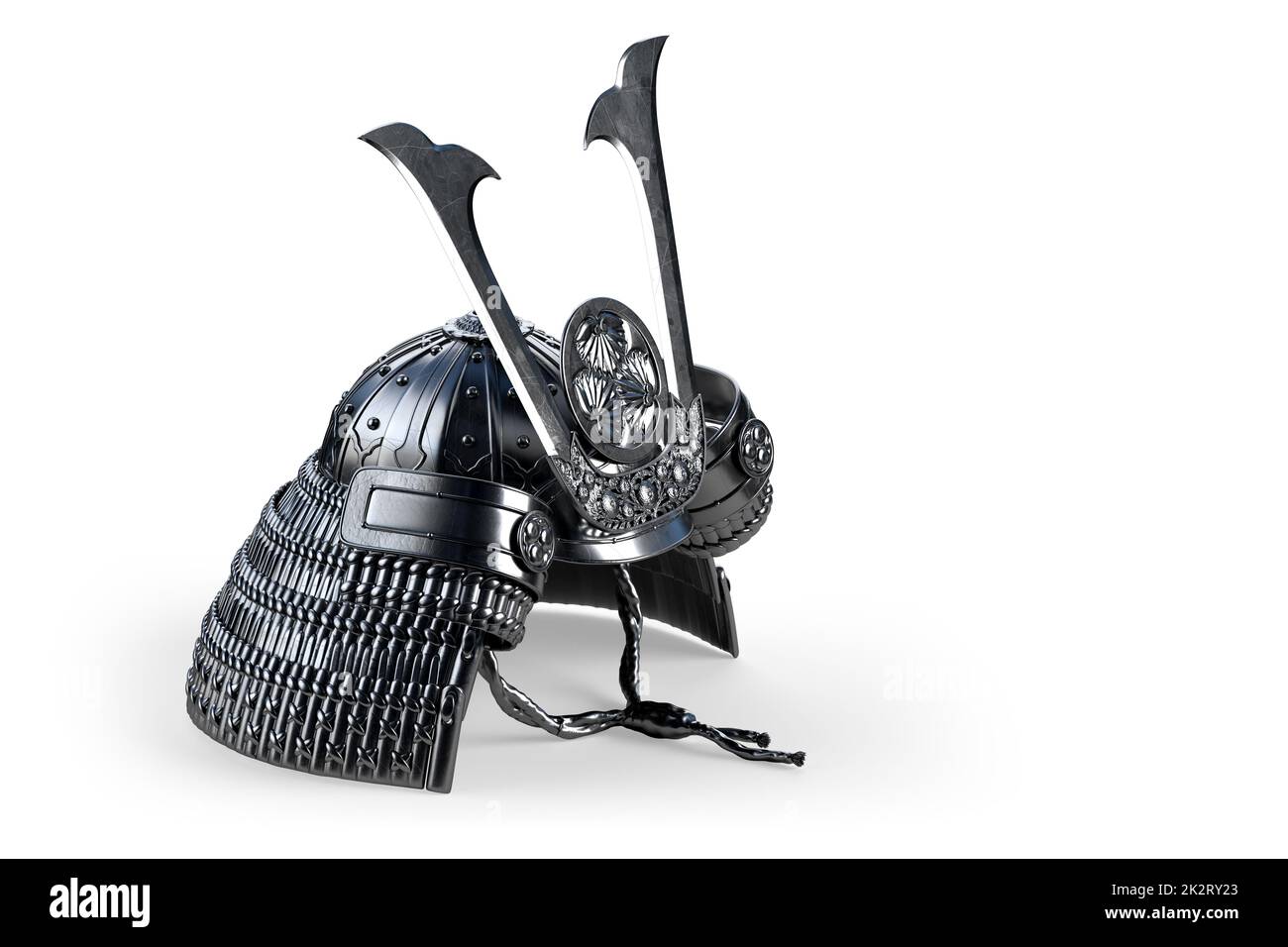 Japanese samurai helmet. 3D Rendering Stock Photo