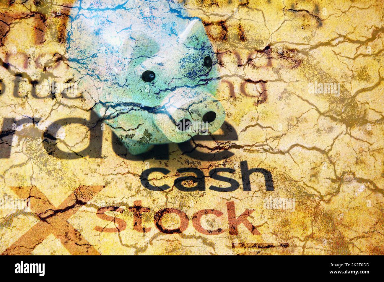 Piggy bank and cash stock concept Stock Photo
