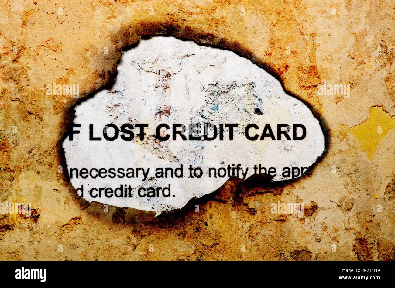 Lost credit card text on grunge background Stock Photo