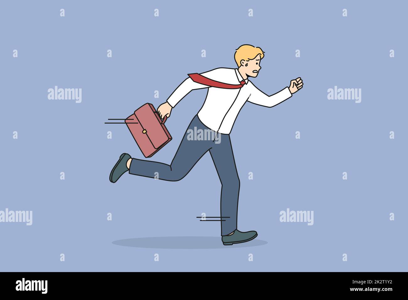 Anxious man worker running in hurry Stock Photo