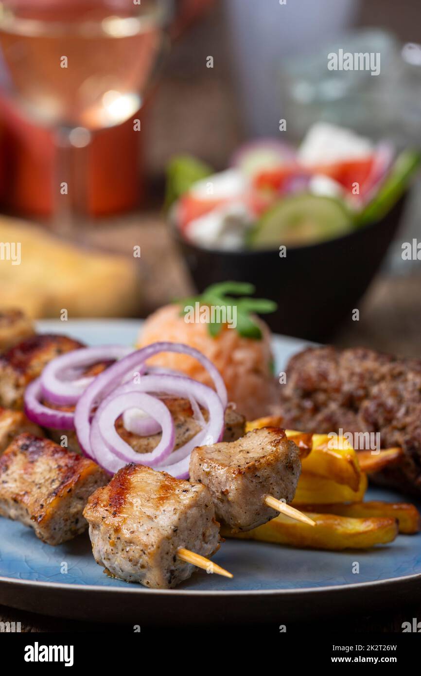 greek souflaki skewers Stock Photo - Alamy