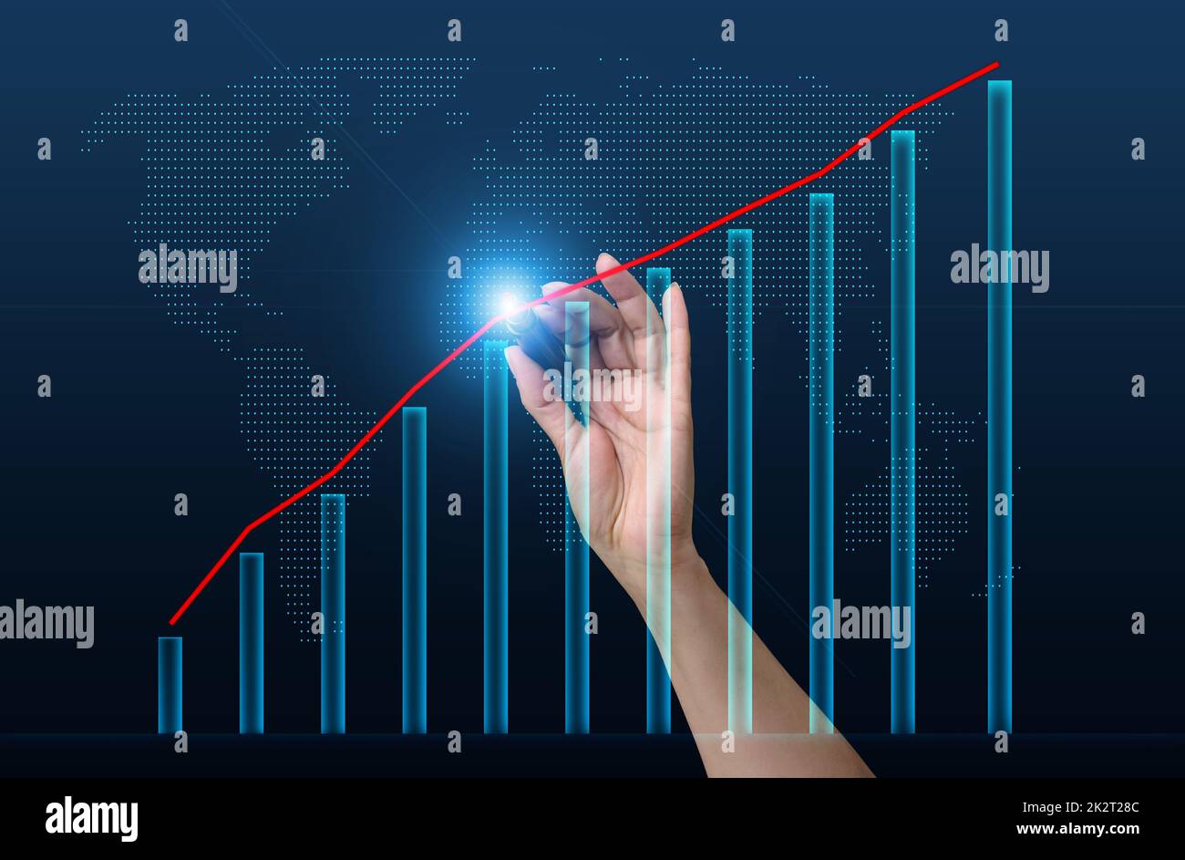 Holographic chart with rising rates and indicators. Business growth