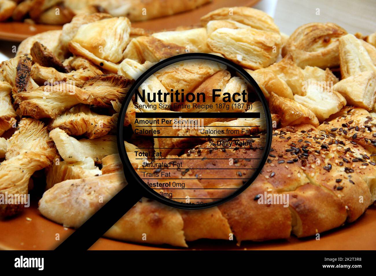 Nutrition facts on bread Stock Photo