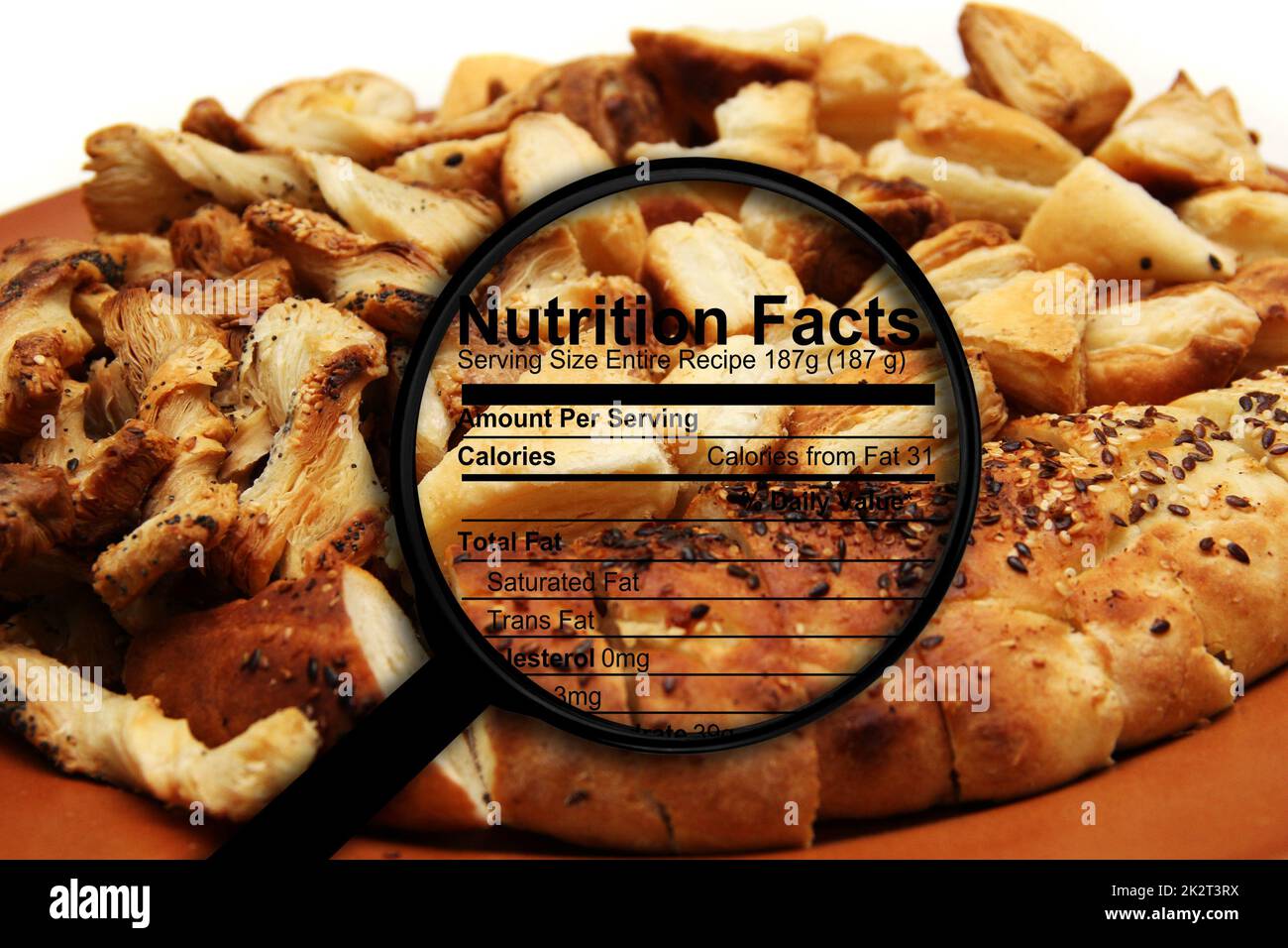 Nutrition facts on bread Stock Photo