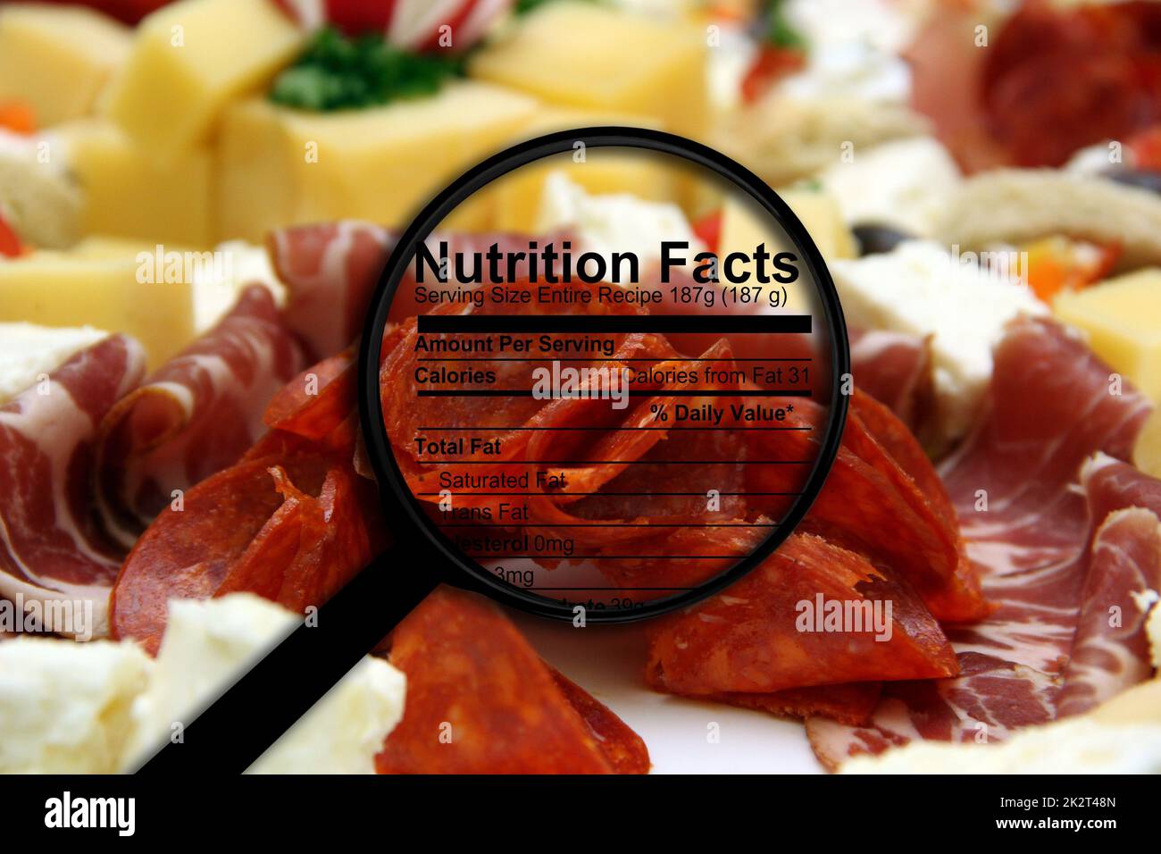 Nutrition facts on food Stock Photo