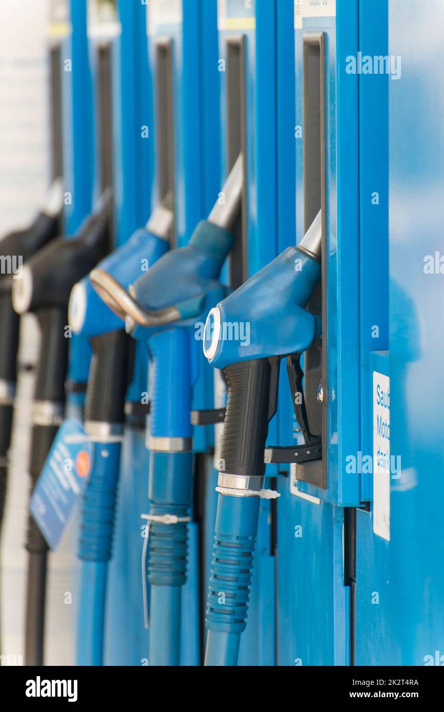 a petrol pump in closeup Stock Photo