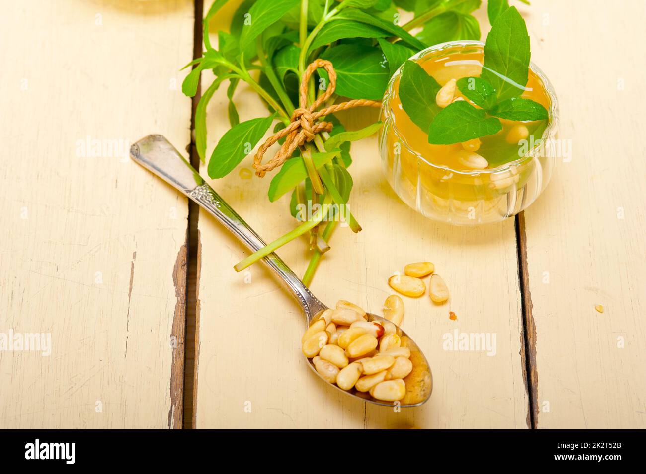 Arab traditional mint and pine nuts tea Stock Photo Alamy