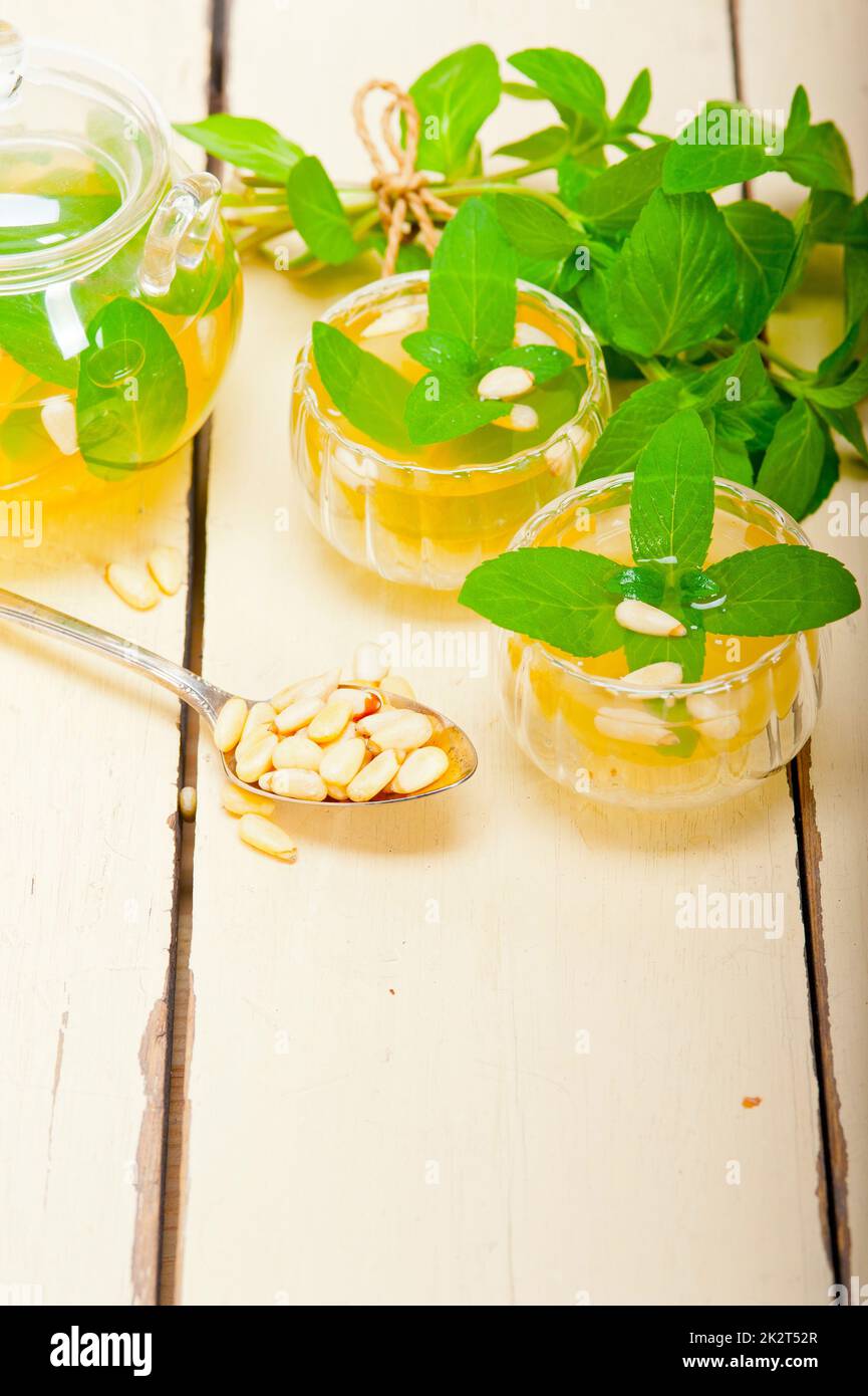 Arab traditional mint and pine nuts tea Stock Photo - Alamy