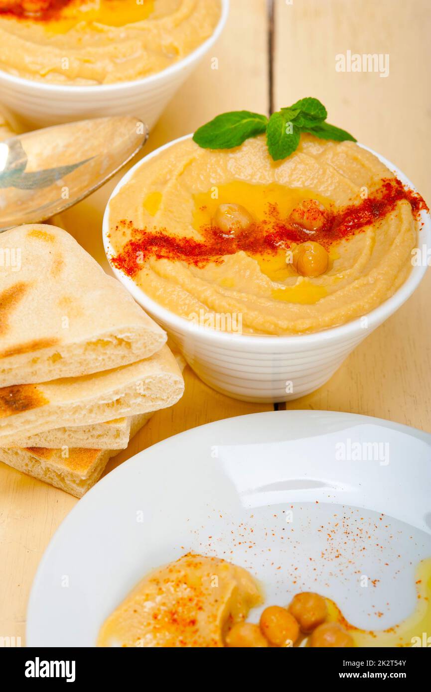 Hummus with pita bread Stock Photo Alamy