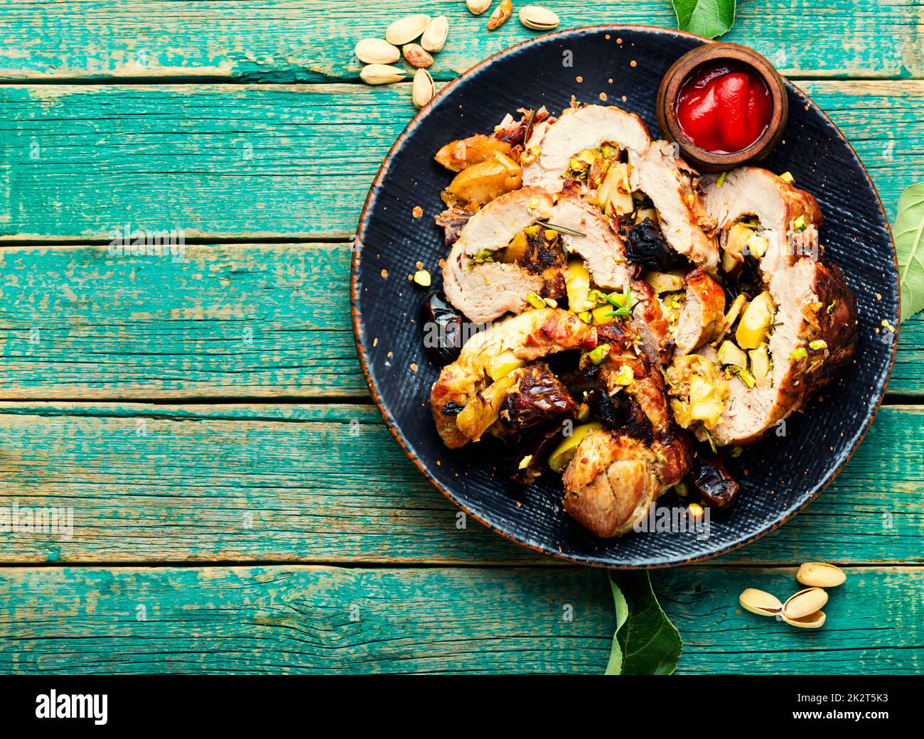 Roasted meat roll. Stock Photo