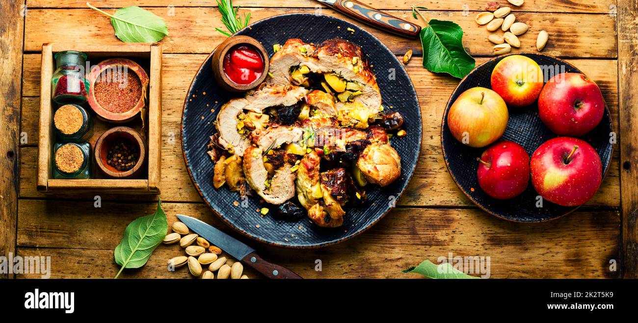 Roasted meat roll Stock Photo - Alamy